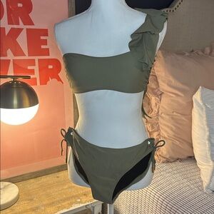 Red Carter Olive One Shoulder Bikini